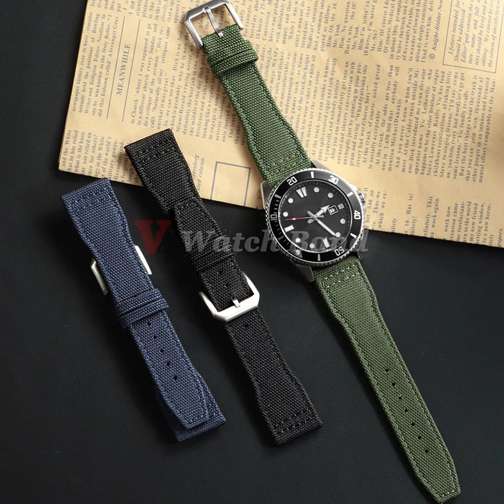 20mm 21mm 22mm Nylon Canvas Watch Strap for IWC Pilot Strap Men Sport Green Sailcloth Watch Straps Replacement Watch Bracelet