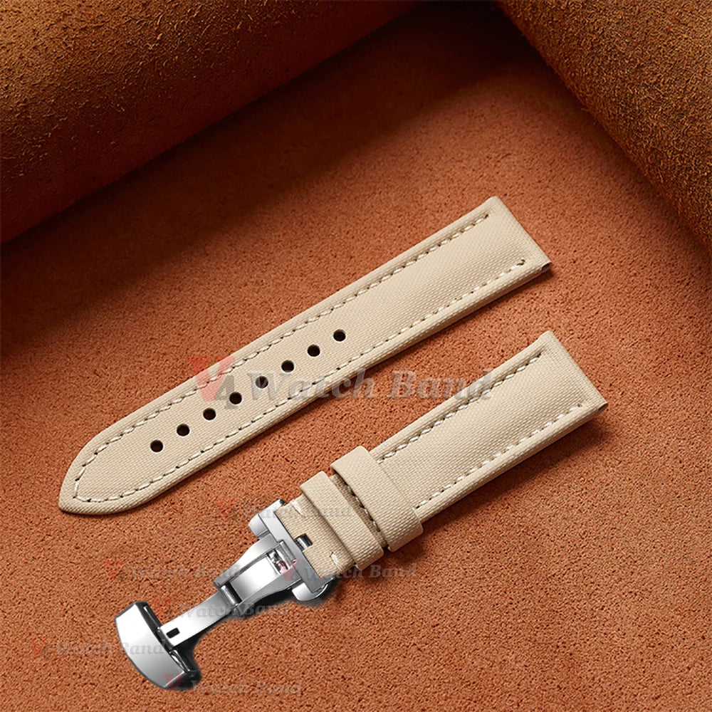 For Omega for Seiko Business Sailcloth Watch Strap 18/19/20/21/22mm Butterfly Buckle Waterproof MenWomen Quick Release Watchband