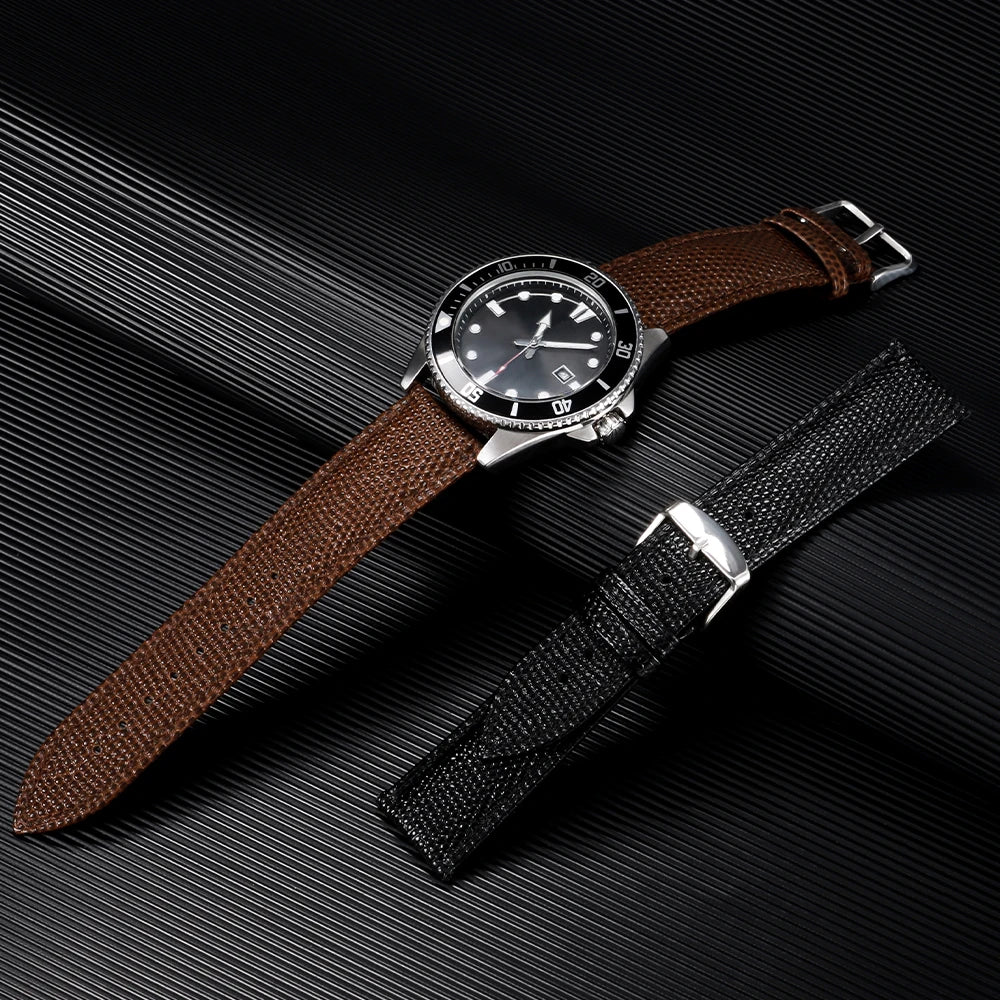 Cowhide Watch Strap Men Bracelets 14mm 15mm 16mm 18mm 19mm 20mm 21mm 22mm Lizard Pattern Leather Watch Band For Seiko For Omega