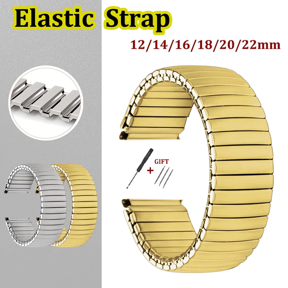 12/14/16/18/20/22mm Metal Expansion Bracelet for Xiaomi for Huawei for Samsung Galaxy Watch Band Stainless Steel Elastic Straps