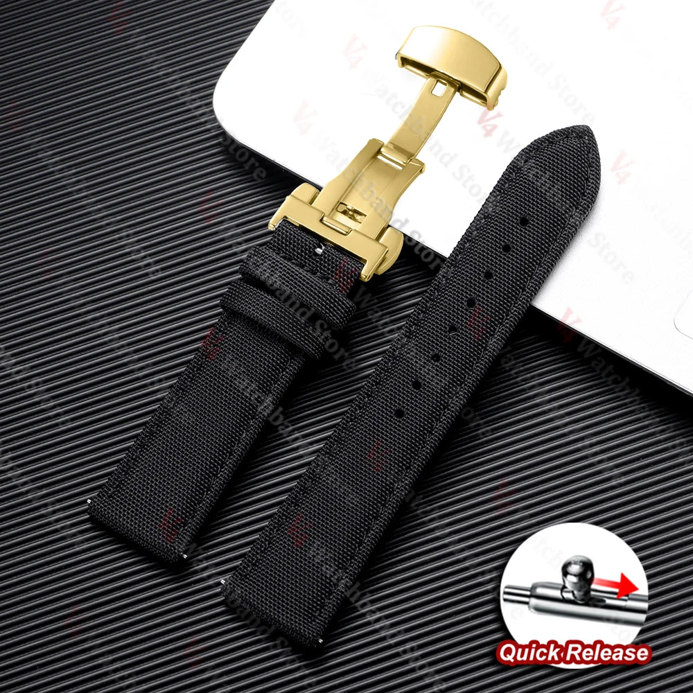 Sailcloth Strap 20mm 22mm for Rolex Nylon Watch Band for Seiko Men Sport Business Quick Release Green Butterfly Buckle Wristband