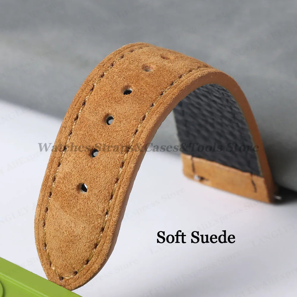 18mm 20mm 22mm Vintage Suede Leather Watchband for Samsung Galaxy Watch 5 4 3 45mm 40mm Cowhide Stitching Quick Release Bracelet