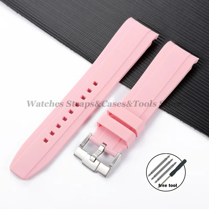 20mm 22mm Rubber Strap High Quality Curved End Silicone Watch Band for Swatch for Omega for Moonswatch for Rolex Waterproof Belt