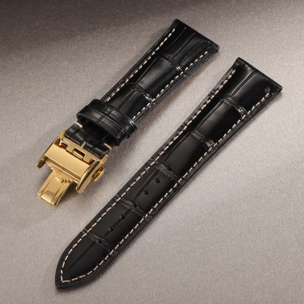 18mm 19mm 20mm 21mm 22mm Cowhide Watch Strap for Longines Replacement Bracelet Universal Metal Butterfly Clasp Wrist Band