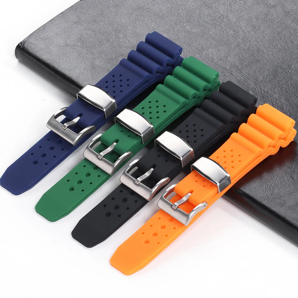 22mm Silicone Strap for Seiko MARINE MASTER SKX007 SRP777J1 Waterproof Wrist Band for CITIZEN Diving Sport Bracelet Watchband