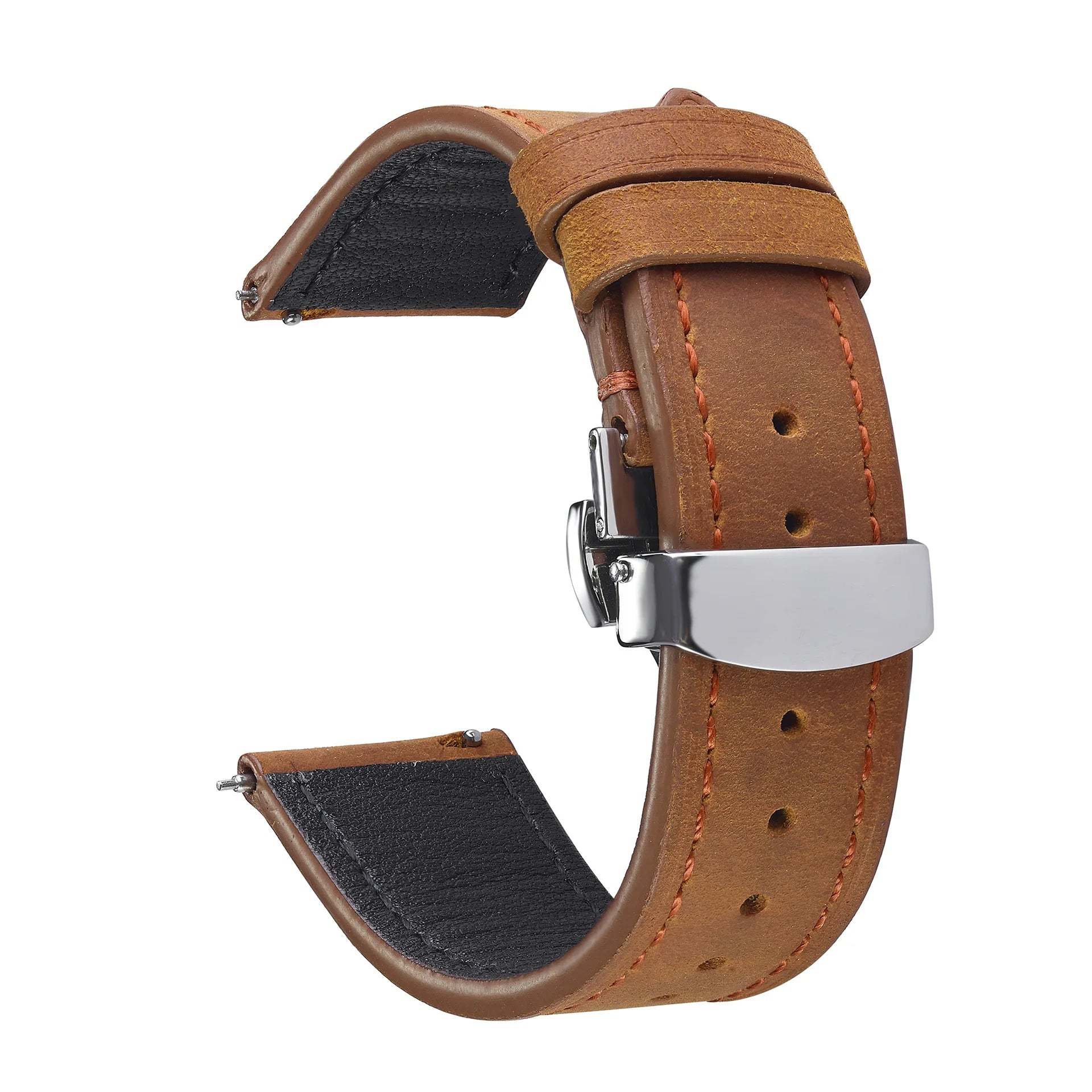 Crazy Horse Cowhide Leather Watch Strap 18mm19mm 20mm 21mm 22mm 24mm Butterfly Buckle Bracelet for Omega Smart Vintage Watchband