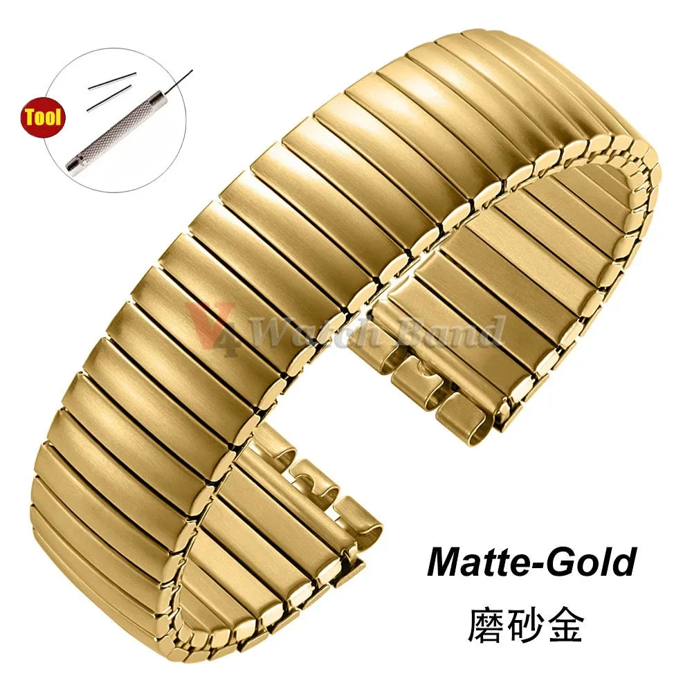 17mm 20mm Elastic Metal Watch Band for Swatch Watch Strap Stretch Expansion Stainless Wrist Strap Men Women Bracelet Accessories