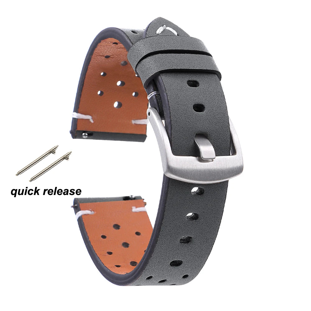 Breathable Retro Band Wristband for Samsung Galaxy Watch 6 5 4 Soft Genuine Cowhide Leather Strap for Seiko 20mm 22mm Bracelet