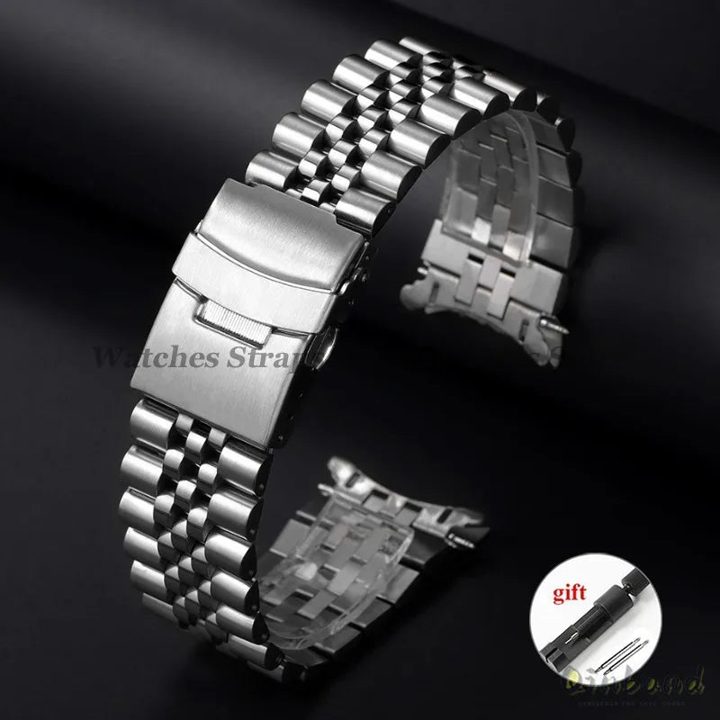 316L Stainless Steel Watch Band for Seiko for Jubilee Watch Curved End Strap 18/19/20/21/22/24/26mm Luxury Bracelets Accessories