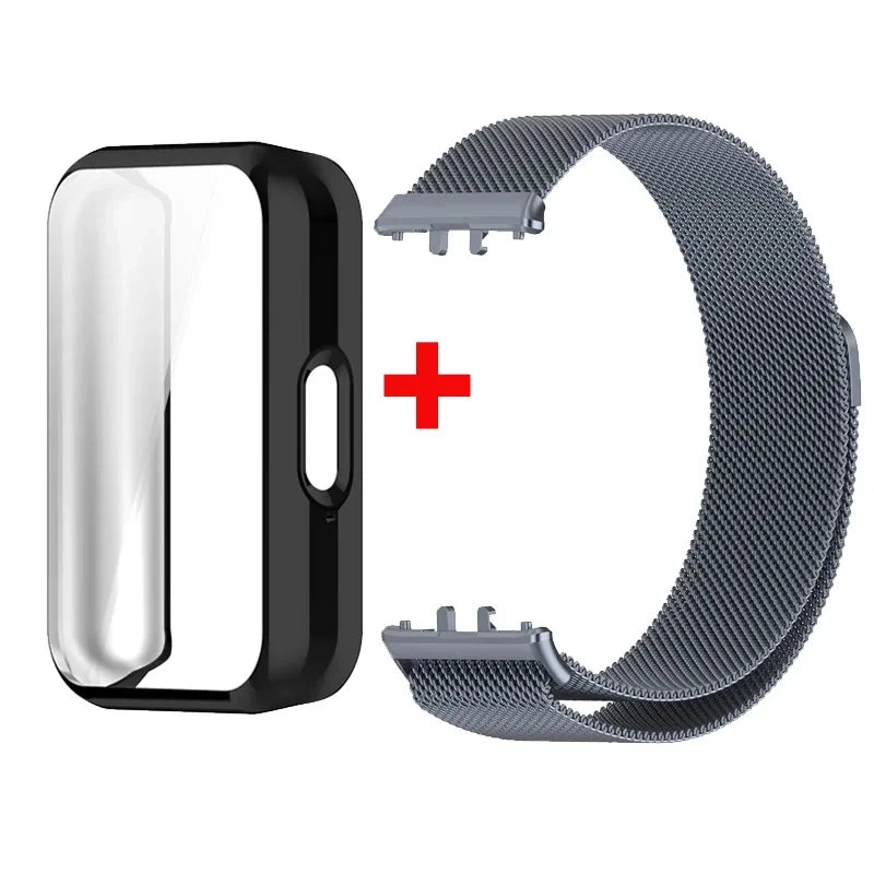 Case+Milanese Strap For Samsung Galaxy Fit 3 Full Protector Cover Band For Samsung Galaxy Fit 3 SM-R390 Magnetic Watchband