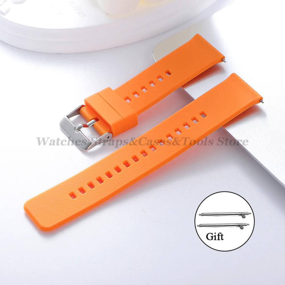 Soft Silicone Watchband Strap 18mm 19mm 20mm 21mm 22mm for Omega for Seiko Quick Release for Smartwatch Men's Universal Bracelet