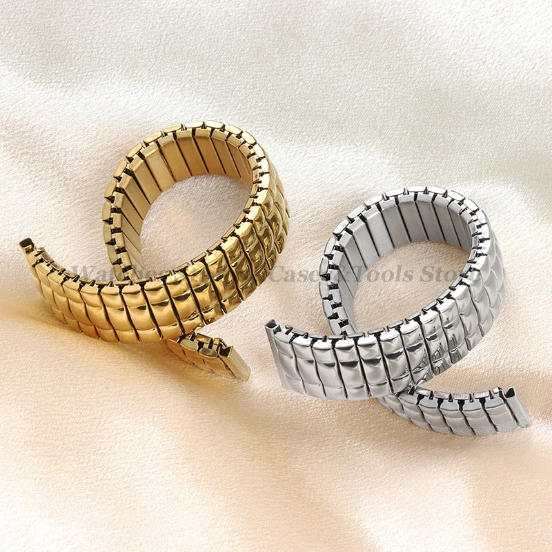 12mm 14mm 16mm 18mm 20mm Stretch Expansion Stainless Steel Watch Band Strap Metal Elastic Belt Accessories Men Women Bracelets