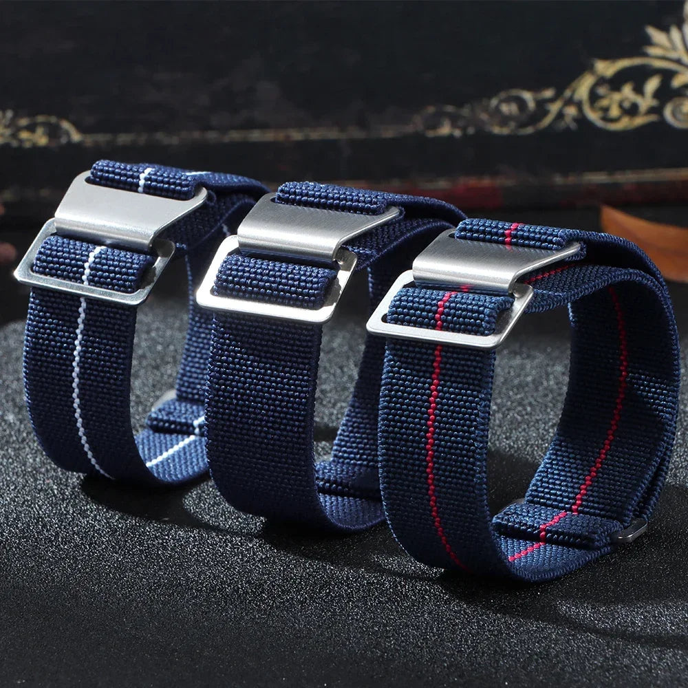 18/20/22mm Nylon Watchband for Seiko Army Military Woven Elastic Strap for French Troops Parachute Bag Universal Men Sport Band