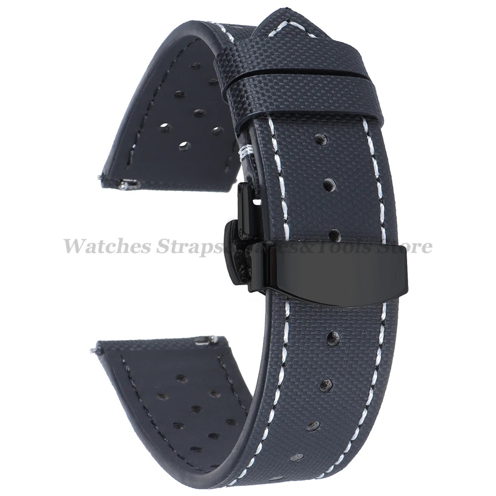 Premium Sailcloth Watch Strap for Seiko for Omega 18mm 20mm 22mm Qucik Release Fabric WatchBand Butterfly Buckle for HuaweiWatch