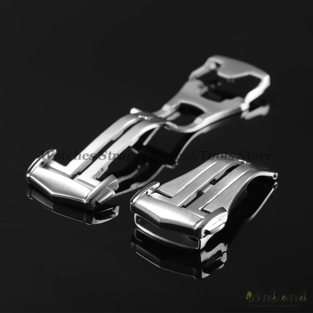 Stainless Steel Watch Buckle Double Press Folding Buckle 18mm 20mm for Omega Matte Deployment Clasps Brushed  Button Accessories