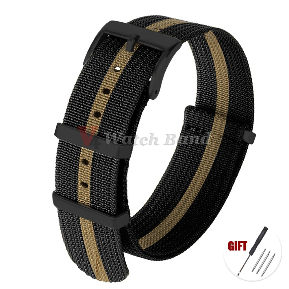 Universal Fabric Bracelet for Seiko 20mm 22mm with Black Buckle Nylon Band for Omega Wristband for Rolex Watch Strap Accessories