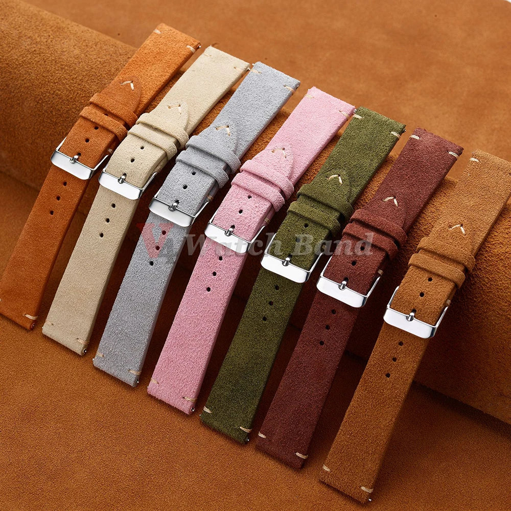 19mm 21mm 20mm 22mm 14mm 16mm 18mm Watch Band Calfskin Wristband Quick Release Soft Suede Strap Bracelets Women&Men Accessories