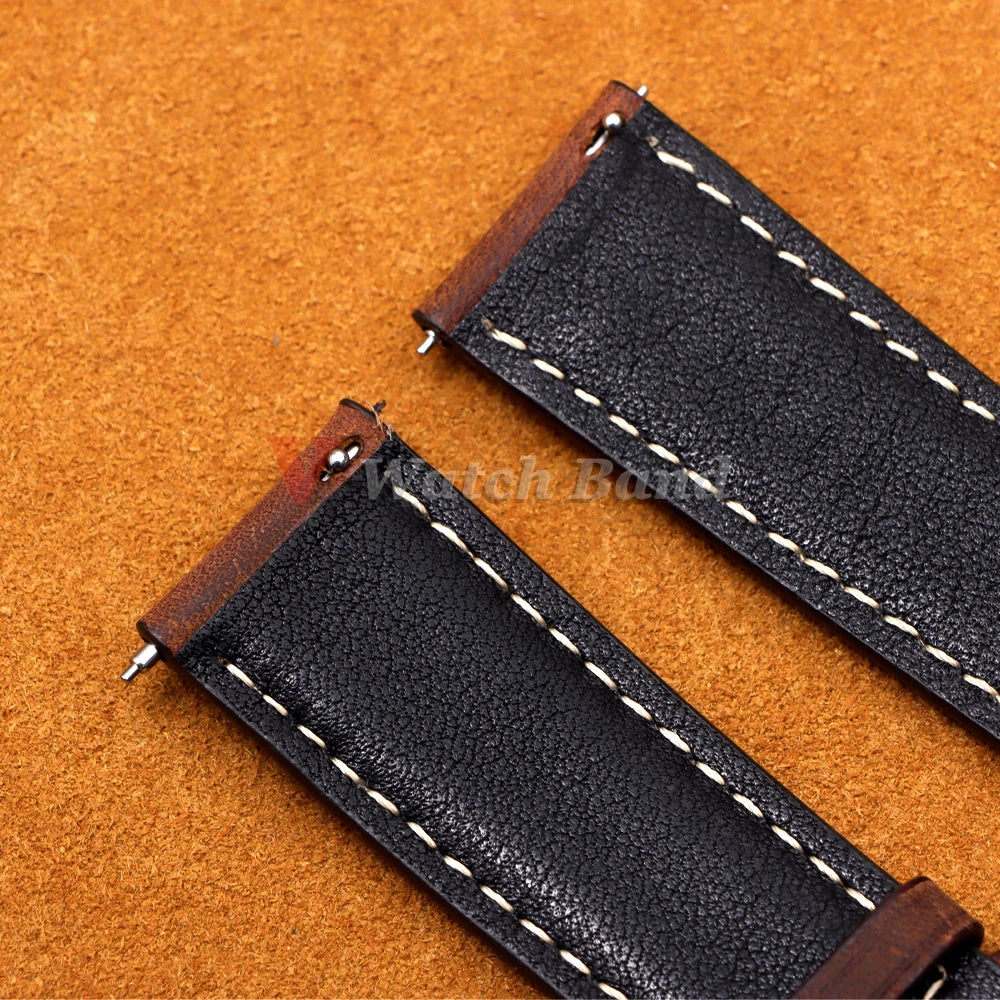 14/16/18/20/22/24mm Business Watch Band for Seiko Genuine Calfskin Leather Watchband for Omega Butterfly Buckle Stitching Strap