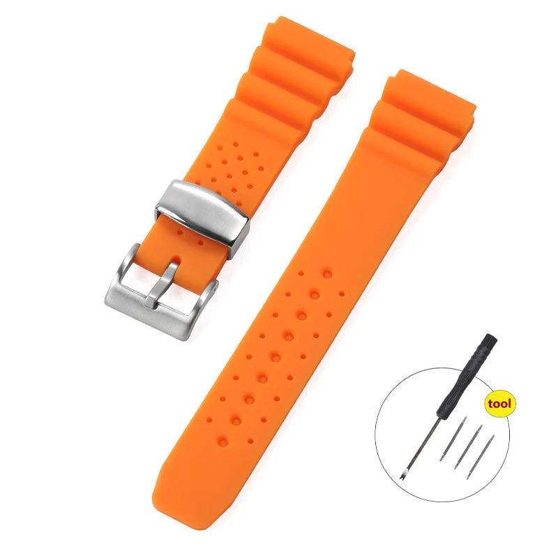 22mm Silicone Strap for Seiko MARINE MASTER SKX007 SRP777J1 Waterproof Wrist Band for CITIZEN Diving Sport Bracelet Watchband