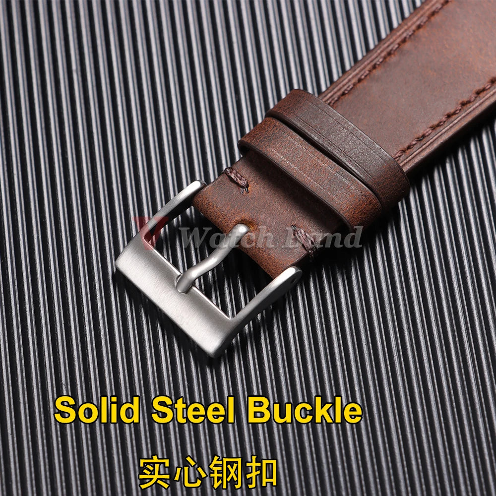 19mm 21mm Genuine Cowhide Leather Watchband for Omega Business Belt for Seiko 18mm 20mm 22mm 24mm Dark Brown Green Watch Straps
