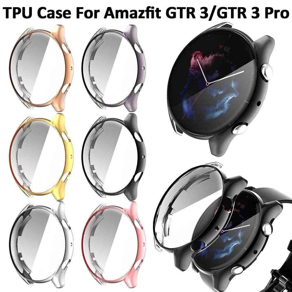 2 in 1 Case & Band For Amazfit GTR3 GTR 3 Pro Stainless Steel Strap Clear Protective Cover Bumper Set Smart Watch Accessories
