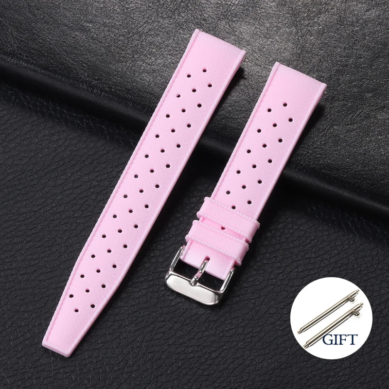 18mm 20mm 22mm Tropic Silicone Watch Strap for Fossil for Seiko Bands for Oris for Omega Replace Rubber Bracelet Quick Release