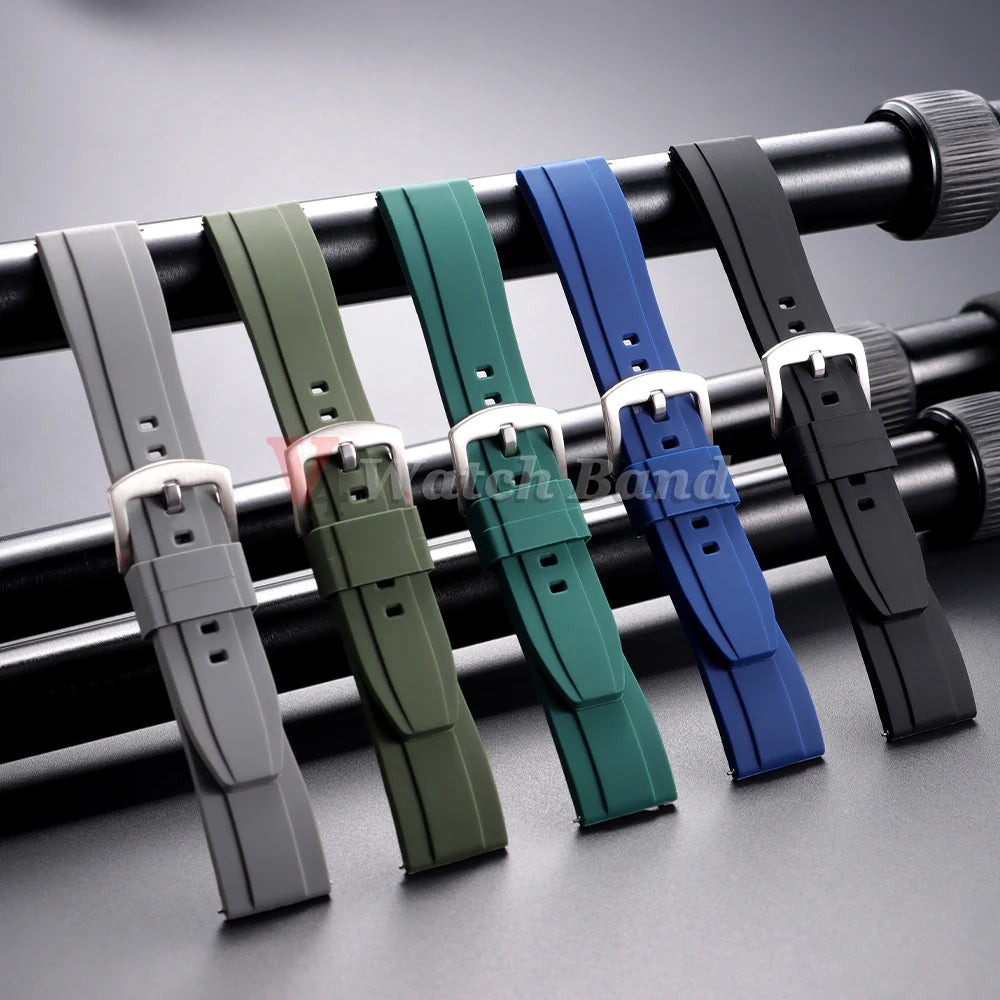 Watch Strap 20mm 22mm Universal Watch Band for Rolex for Omega Silicone Rubber Link Wrist Bracelet for Casio Soft for Smartwatch