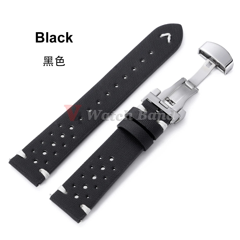 Quick Release Nylon Sailcloth Watch Strap 18mm 20mm 22mm Bracelet with Butterfly Buckle Band for Omega for Seiko Watchband