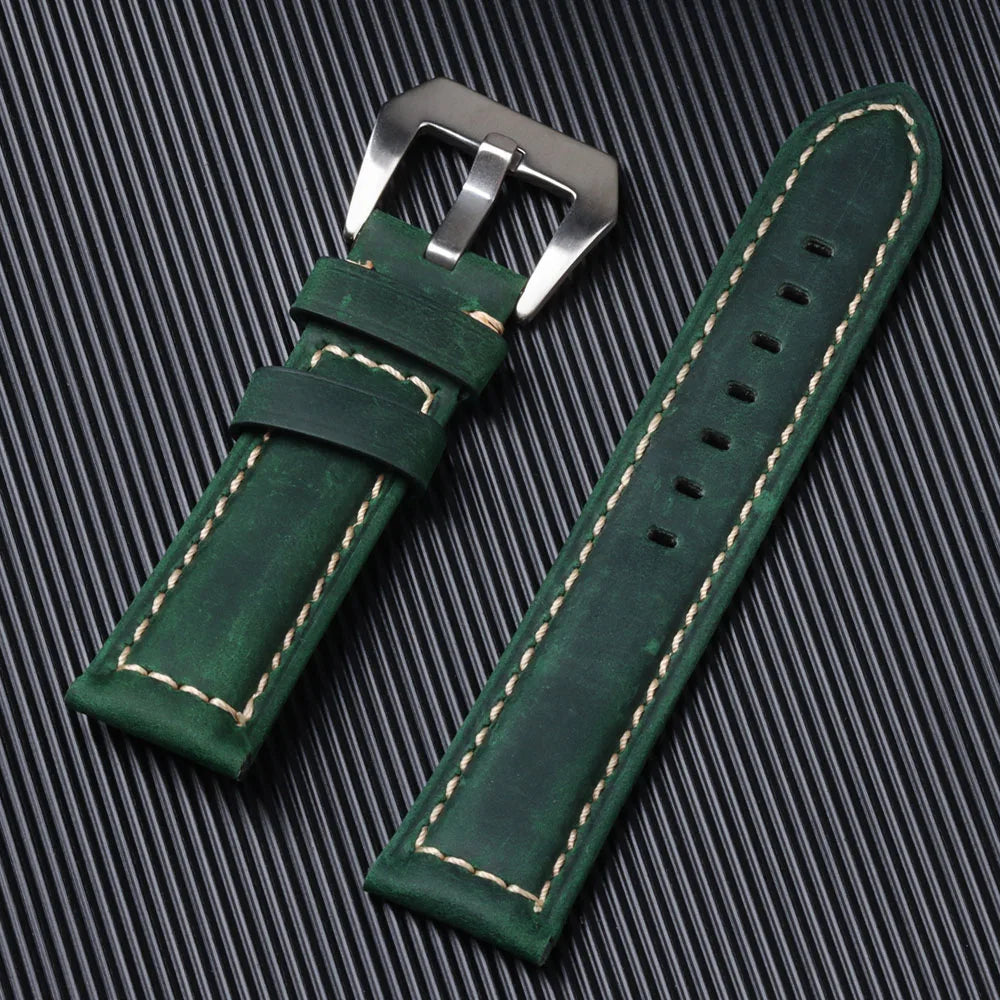 Geniune Retro Calf Leather Watchbands for Panerai 24mm 26mm 20mm 22mm Cowhide Crazy Horse Straps for Samsung for Huawei Watch