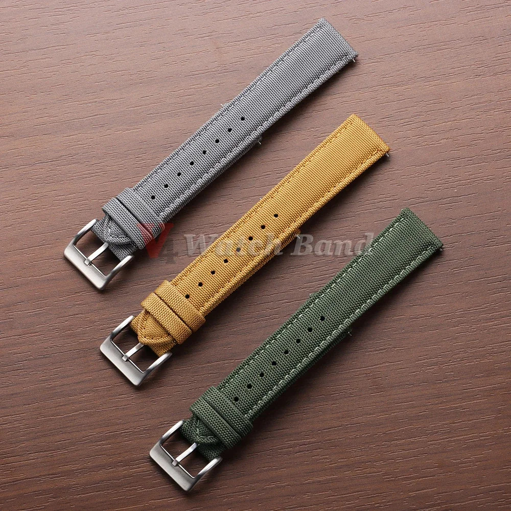 20mm 22mm Sailcloth Watch Strap Nylon Watchband Quick Release Waterproof Nylon Bracelet Two-Sided Canvas Band Sport Belt for Men