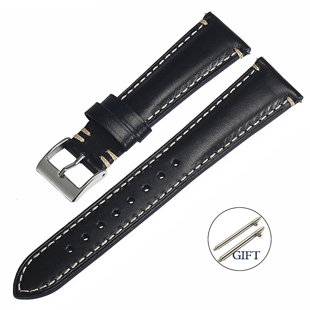 Retro Cowhide Watch Strap for Seiko for Casio 20mm 22mm 24mm Watch Accessories Men Women Red Wrist Belt Bracelet