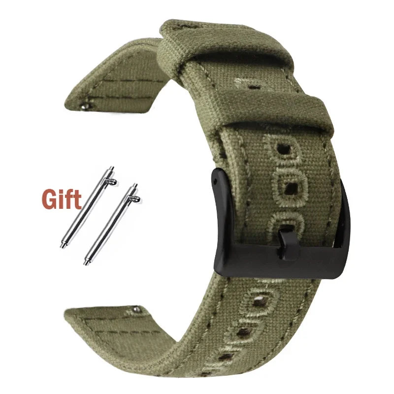 Quick Release Bracelet for Huawei Strap18mm 20mm 22mm Braided Canvas Watch Band for Samsung Galaxy 3/4 40mm 44mm Classic 46/42mm