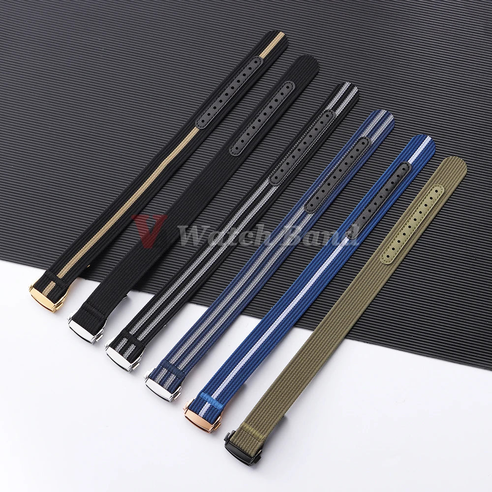 Black Gold Buckle Watch Band 20mm Men's Army Sports Breathable Braided Nylon Strap for Seiko Fabric Bracelet Wristbelt for Omega