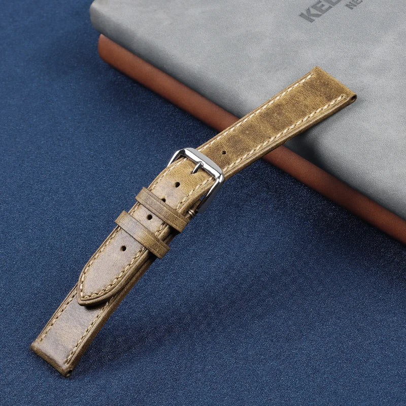 Genuine Cowhide Strap for Casio for Seiko for Omega  High Quality Crazy Horse Cowhide Watch Band for Rolex 18 22 22mm