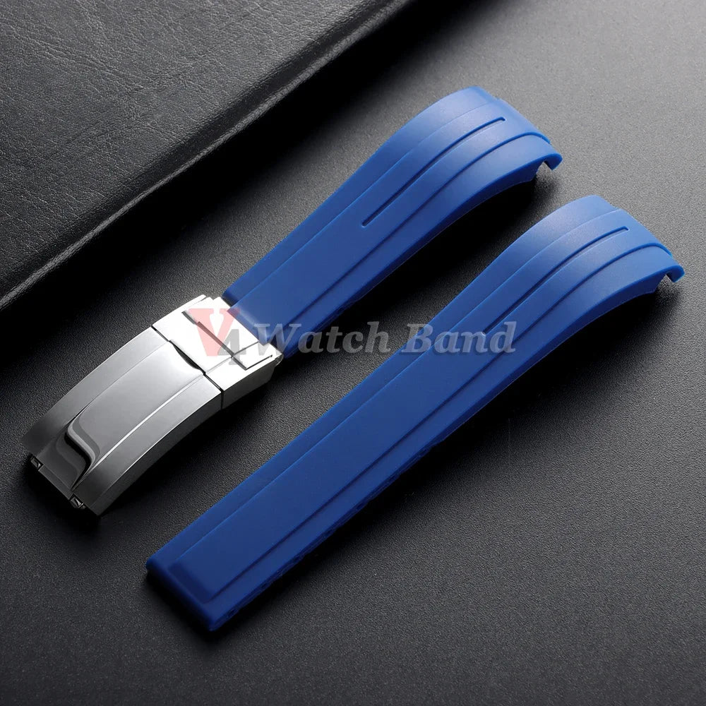 For Rolex Daytona Yacht-Master Ultra Arc Rubber Watchband 20 21mm 22mm Flexible Comfortable Silicone Curved Strap Folding Buckle