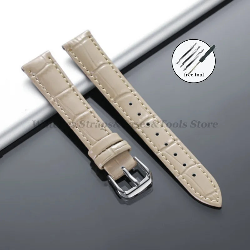 Leather Calfskin Strap Slub Pattern Watch Band 12/14/16/18/19/20/21/22mm for Seiko for Men Women Universal Watchband Accessories