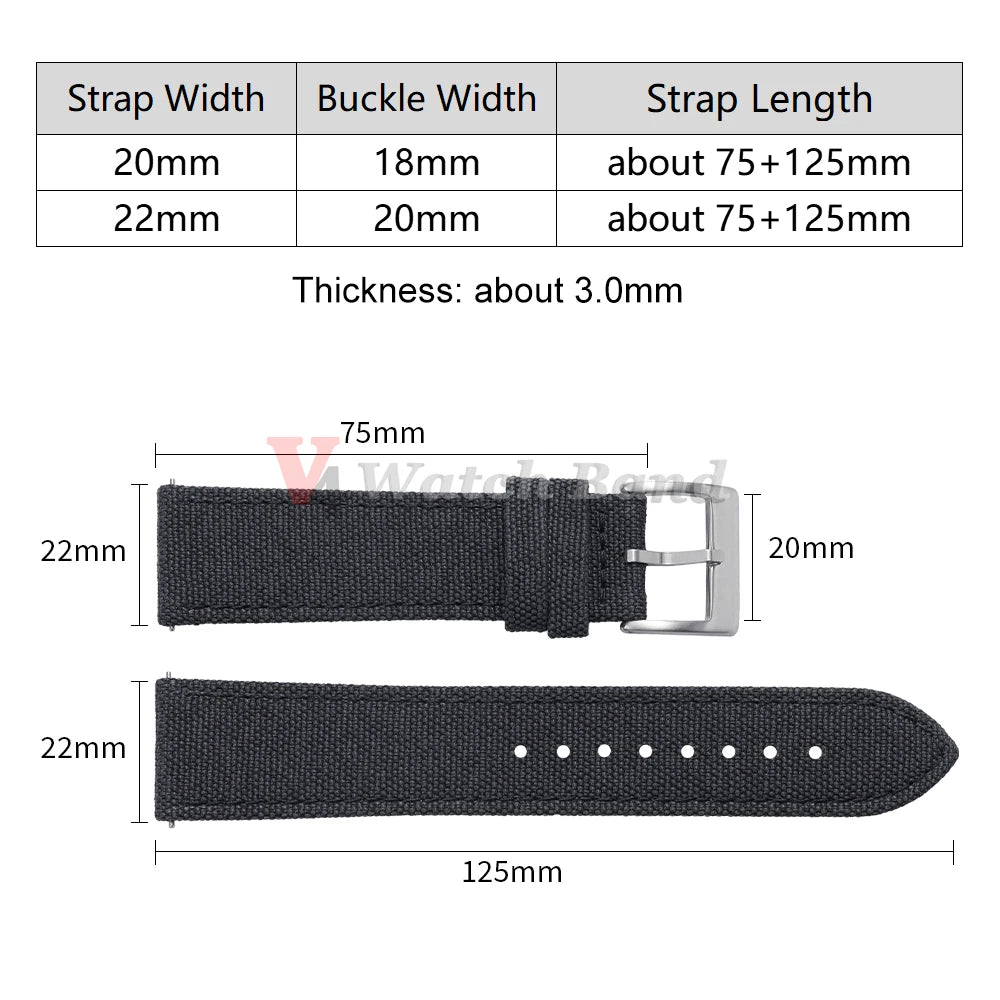 High Quality Quick Release Watch Band for Seiko Quick Release Watchband for Samsung Galaxy Watch 6/5/4 Canvas Universal Straps