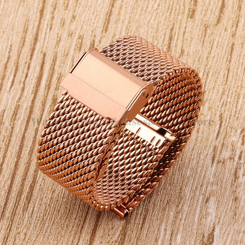 1.0mm Milanese Mesh Watch Band 3mm Thick Shark Mesh Strap Stainless Steel Quick Release Bracelet Folding Buckle18/20mm 22mm 24mm