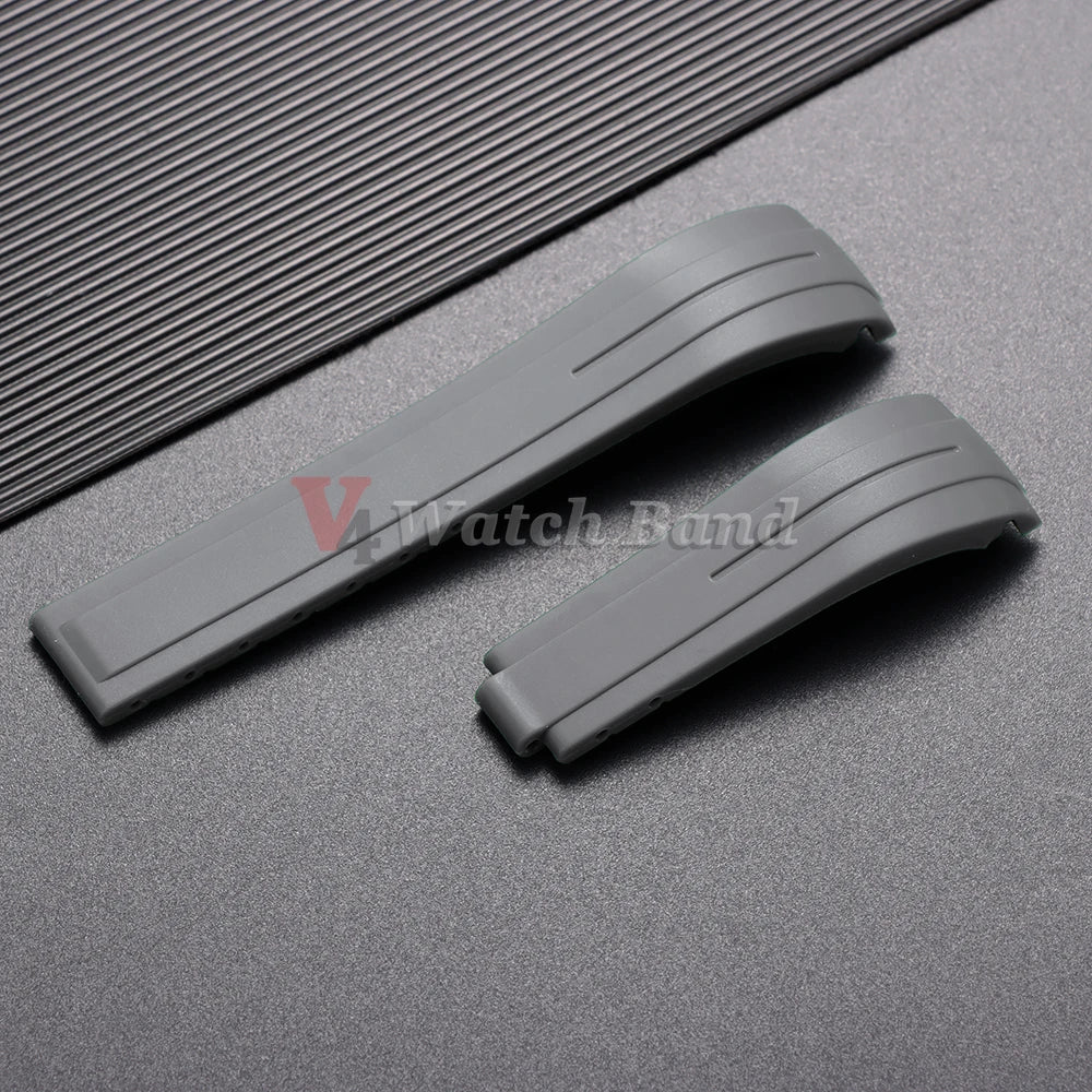 Arc Rubber Watchband 20 21mm 22mm for Rolex Daytona Yacht-Master Ultra Flexible Comfortable Silicone Curved Strap for Rolex 20mm