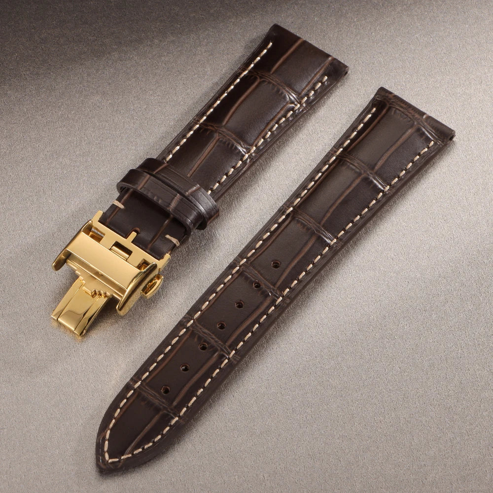18mm 19mm 20mm 21mm 22mm Cowhide Watch Strap for Longines Replacement Bracelet Universal Metal Butterfly Clasp Wrist Band