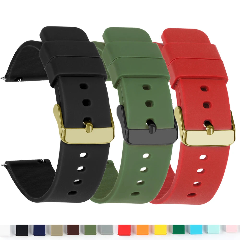 Silicone Band for Samsung Galaxy Quick Release for Huawei Universal Watch Straps 20mm 22mm 14mm 16mm 18mm Women&Men Accessories