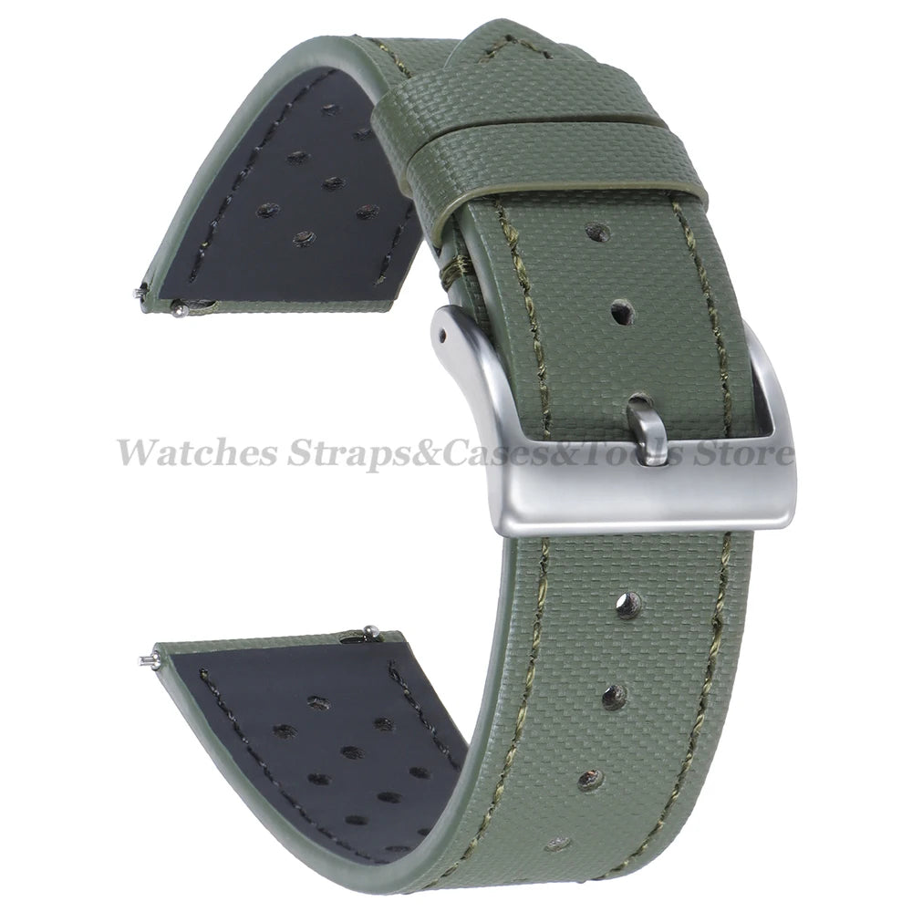Premium Sailcloth Watch Strap for Seiko for Omega 18mm 20mm 22mm Qucik Release Fabric WatchBand Butterfly Buckle for HuaweiWatch