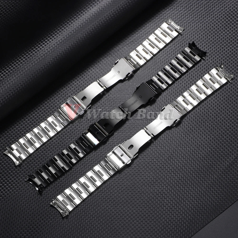 18/19/20/21/22/23/24mm 316L Stainless Steel Black Silver Arc End Watchband for Seiko Strap for Skx007/Skx009 Sport Belt Bracelet