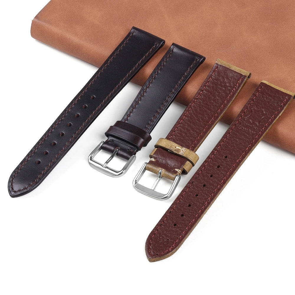 Genuine Cowhide Strap for Casio for Seiko for Omega  High Quality Crazy Horse Cowhide Watch Band for Rolex 18 22 22mm
