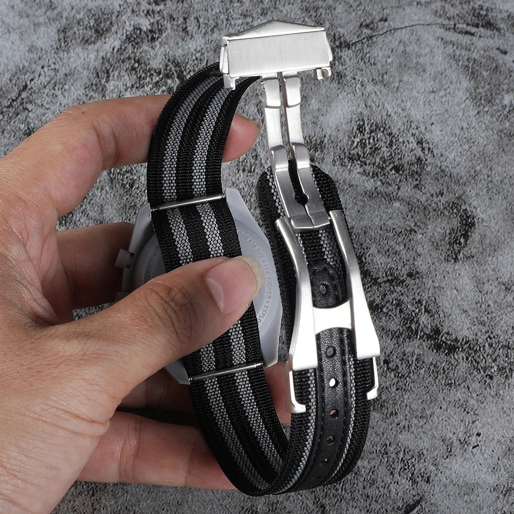 20mm 22mm Quality Ribbed Nylon Watch Strap for Omega Band Folding Buckle Waterproof Deploymant Watchband Men Belt Accessories