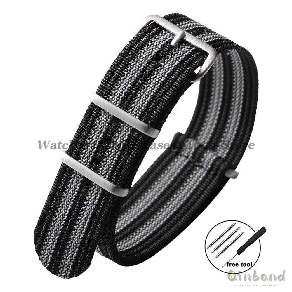 Ribbed Strap Ballistic Fabric Watch Strap Replacement 18mm 19mm 20mm 22mm for Samsung Galaxy Watch7/6/5/4 Quality Nylon Bracelet