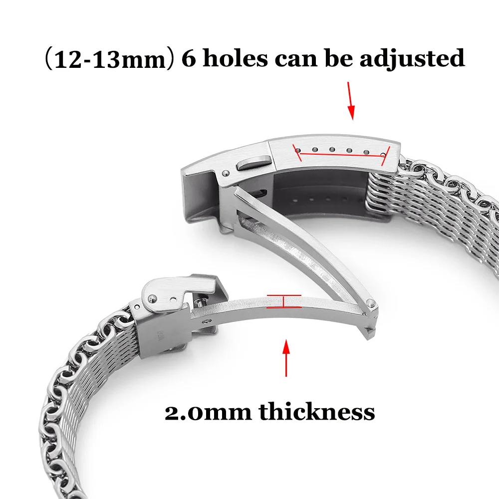 Luxury Milanese Loop 4.5mm Shark Mesh Strap for Casio MDV106 Watch Band for Seiko SKX007 Solid Buckle Watchband men Accessories