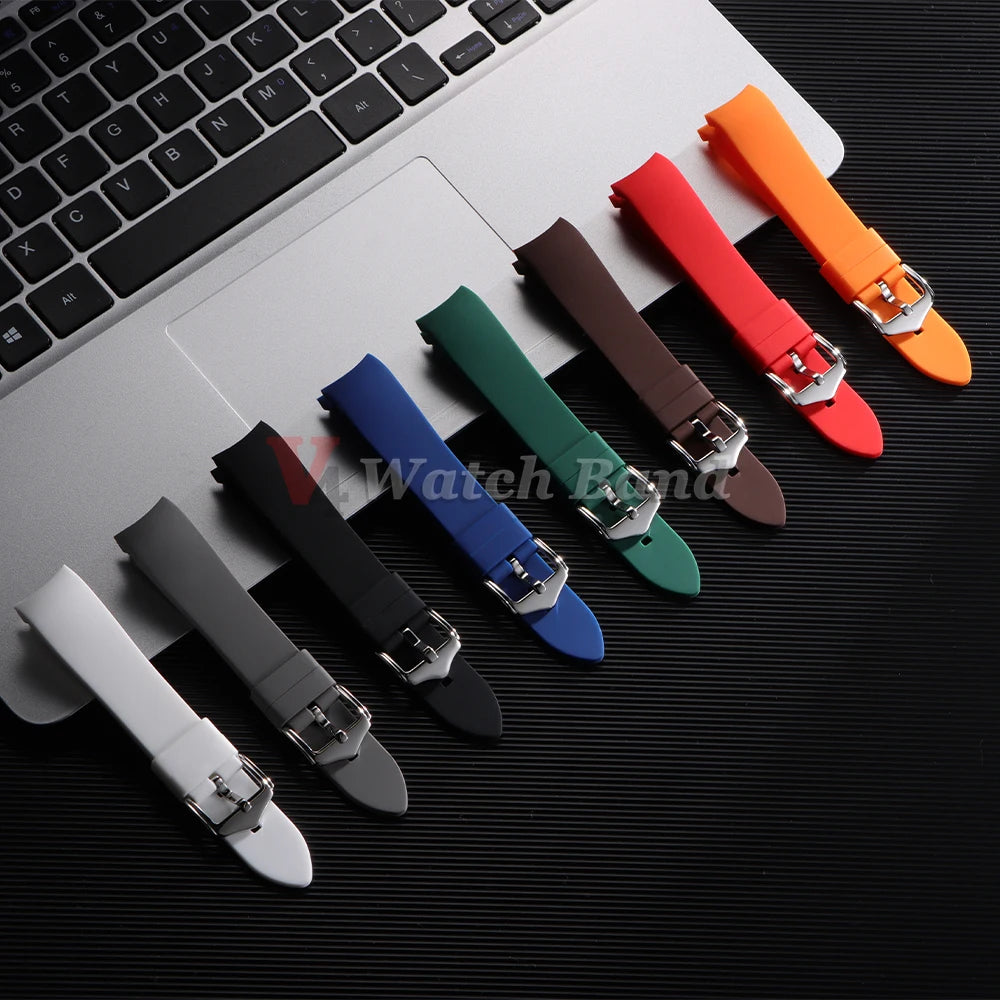 Soft Rubber Watch Strap Curved End 20mm 22mm for Rolex Green Water Ghost Silicone Watchband 18/19/21/24mm Bracelet MenSport Band