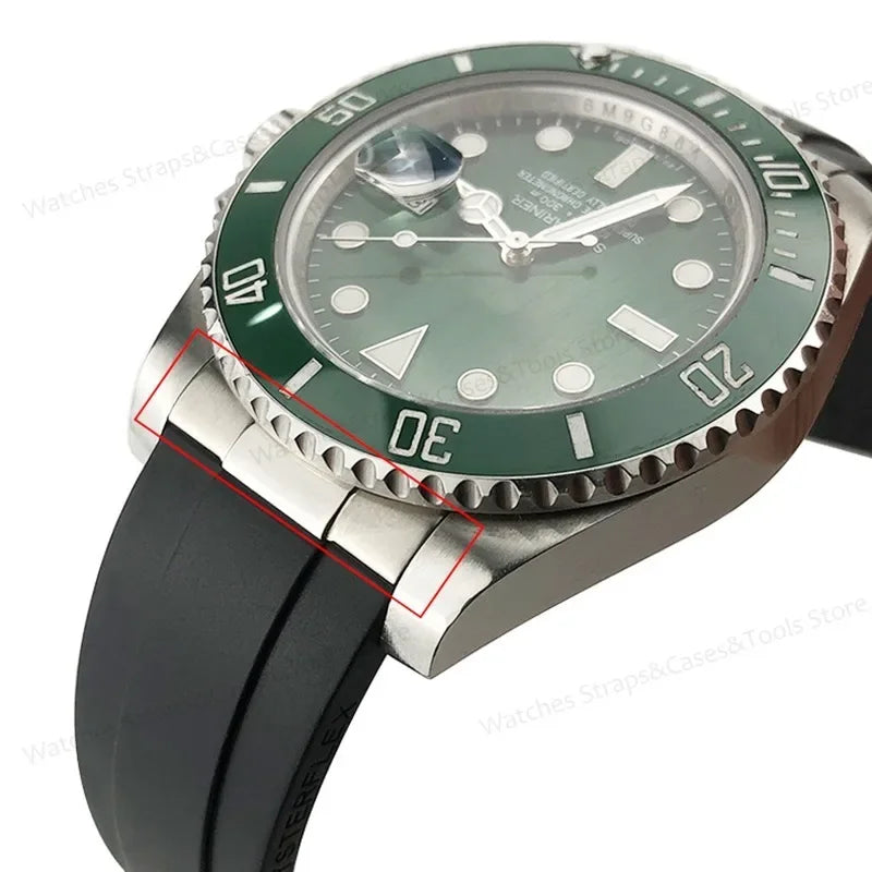 20mm Curved End Link Endlink For Rolex Watchband For Submariner Watch Band Rubber Leather Strap Metal Seamless Connection 2pcs