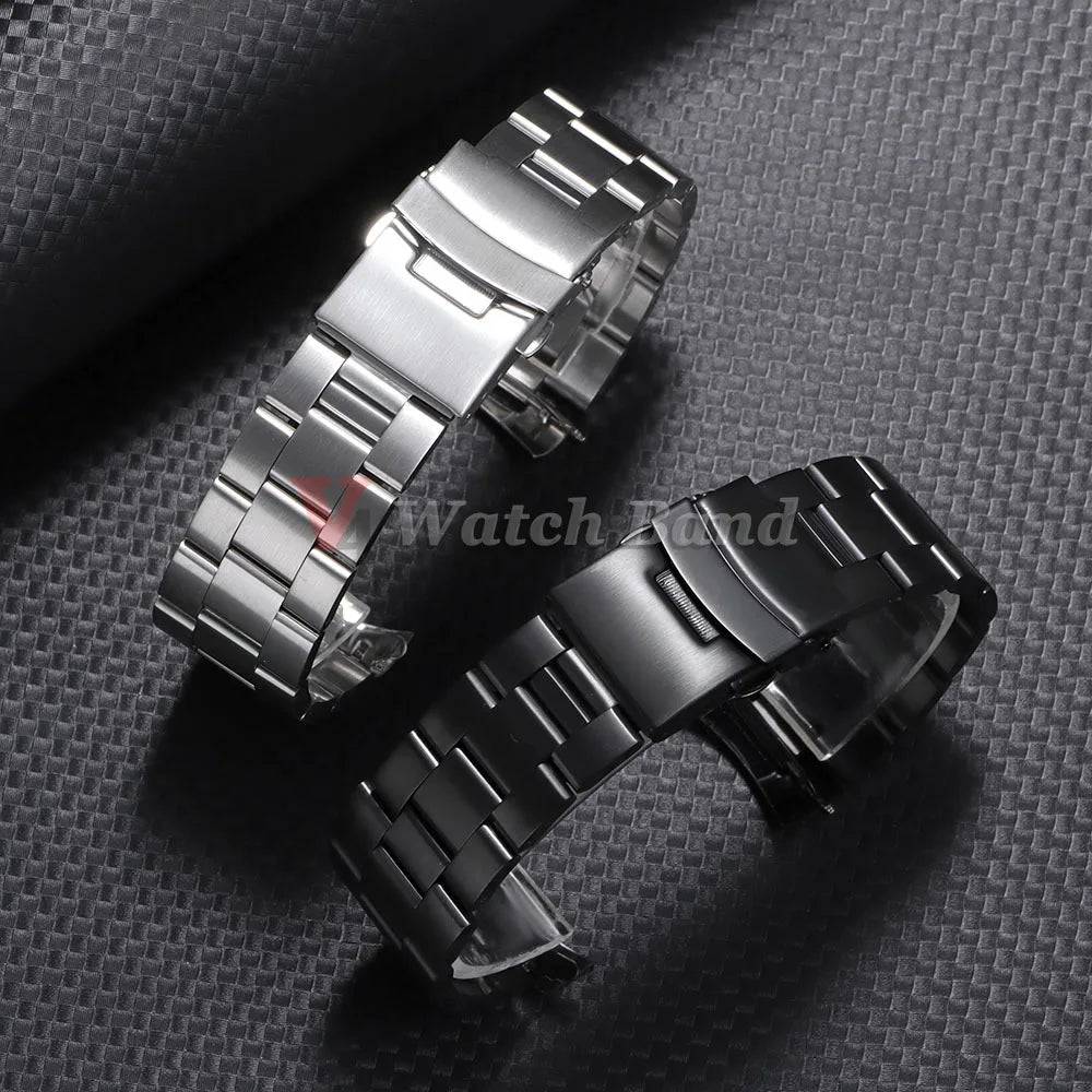 18/19/20/21/22/23/24mm 316L Stainless Steel Black Silver Arc End Watchband for Seiko Strap for Skx007/Skx009 Sport Belt Bracelet